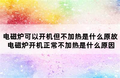 电磁炉可以开机但不加热是什么原故 电磁炉开机正常不加热是什么原因